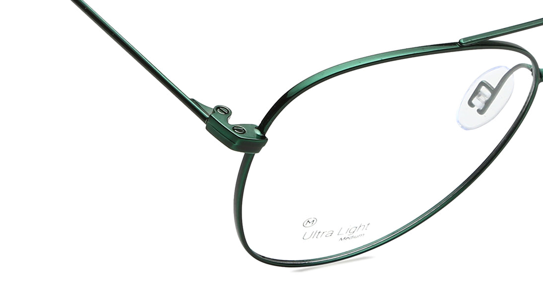 Metallic Green Aviator Rimmed Eyeglasses