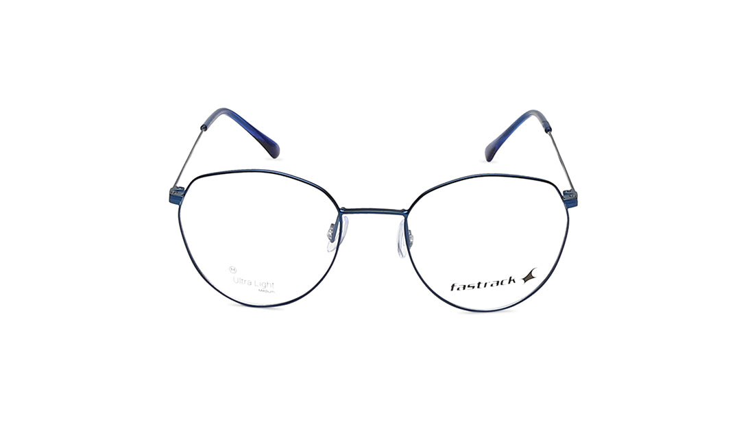 Metallic Blue Round Rimmed Eyeglasses