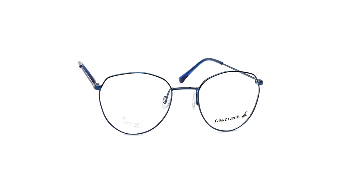 Metallic Blue Round Rimmed Eyeglasses