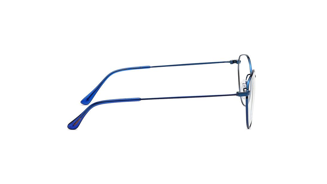 Metallic Blue Round Rimmed Eyeglasses