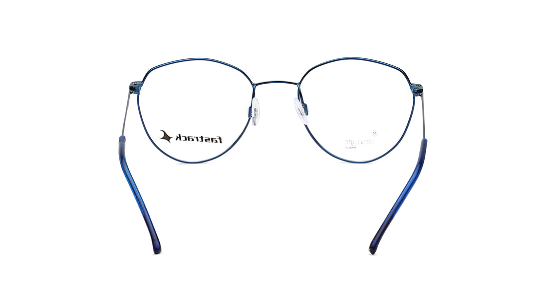 Metallic Blue Round Rimmed Eyeglasses