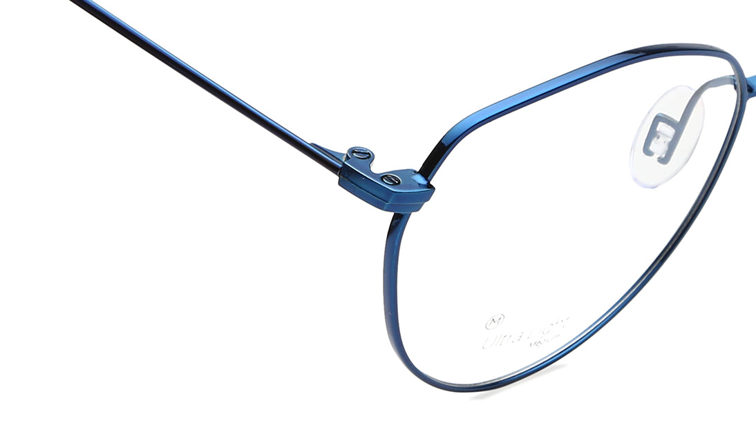 Metallic Blue Round Rimmed Eyeglasses