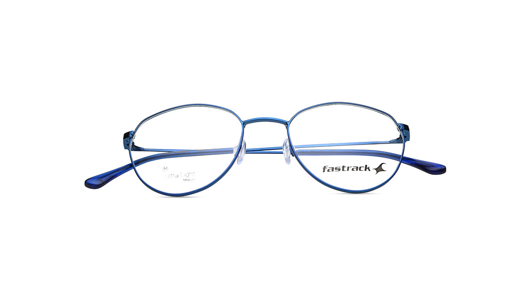 Metallic Blue Round Rimmed Eyeglasses